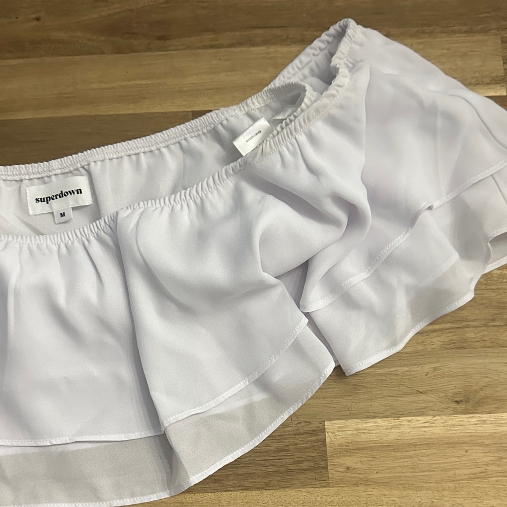 Superdown White Ruffle Crop Top - image 4